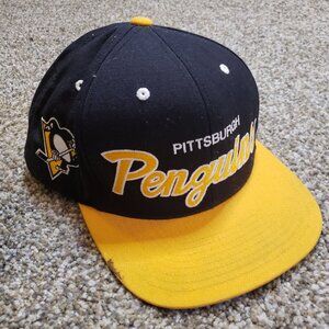 Mitchell & Ness Adjustable Flat Bill Caps Hat - NHL Pittsburgh Penguins